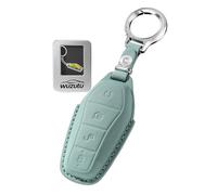 WUZUTU Funda para llave resistente a los arañazos compatible con BYD Dolphin Surf Atto 3 Seal 6 DM-i Sealion 7 Shark 6 Song Plus EV Funda de piel sintética para llaves portátil Cian