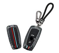 WUZUTU Funda para llavero con llavero para BMW Serie 2/3/5/7 F31 F32 F34 F36 F01 F07 F10 F12 F25 F26 F80 F82 F87 Marco de metal iluminado Silicona cubierta para llave bolsa llavero -B1 3 botones