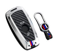 WUZUTU Funda para llavero de aleación de zinc compatible con BMW 1 2 3 4 5 6 7 Series X1 X3 X4 M2 M3 M4 M5 M6 X5M X6M GT3 GT5 Z4 protección completa llavero llavero 3 botones A2 plateado