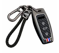 WUZUTU Funda para llavero de coche compatible con Audi A6 A7 A8 E-Tron S6 RS6 S7 RS7 Q7 SQ7 Q8 SQ8 A6L A8L S3 C8 TFSI Carcasa de aleación de zinc luminosa de silicona con control inteligente A3 negro