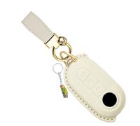 WUZUTU Funda protectora de piel para llave compatible con Fiat 500 500L Grande Punto Doblo Panda Bravo Brava para Lancia Ypsilon Delta Key Cover Regalo Blanco-1