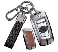 WUZUTU Keyless Funda protectora de metal para llave de coche compatible con BMW 1, 3, 4, 5, 6, 7, X3, X4, M5, M6, GT3, GT5, F06, F13, F21, F26, F35, piel, color marrón