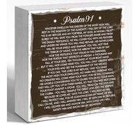 WUZYOU Placa del Salmo 91, versículo de protección, letrero de bloque de madera de 5 x 5 x 1 pulgadas, arte de pared de las Escrituras, exhibición militar del hogar, decoración de habitación de