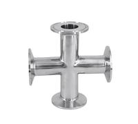 WVAIUPIX Tubo de 19 mm-108 mm OD x 3.8 cm/5.1 cm/6.3 cm/7.6 cm/10.2 cm Tri Clamp Cross 4 Ways Splitter 304/316L Acero Inoxidable Homebrew Beer Wine (316,45 mm OD K64 mm)