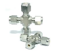 WVAIUPIX Tubo de compresión OD de 1/40.6 cm 1/20.3 cm 1/10.2 cm 3/20.3 cm 3 mm OD Unión de compresión Cruz 4 vías SUS316L adaptador de acoplamiento de tubería de acero inoxidable (1l16 pulgadas)