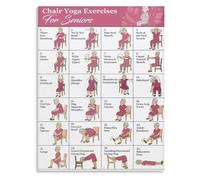 WVPJJNXAFN 30 Day Senior Chair Yoga Challenge Poster Canvas Easy Seated Workout Routine Flexibility Guide Wall Decor Living Room Bedroom Office(Framed,12x18inch(30x45cm))