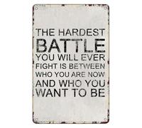 WVPJJNXAFN Battle Within Gym Quote Rustic Tin Sign 8x12 Inch | Crisp fade resistant lettering sparks drive in dorm entryway or stair landing