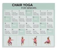 WVPJJNXAFN Easy Chair Yoga For Seniors Canvas Poster Simple Seated Stretch Sequence Balance Guide Wall Decor Living Room Bedroom Home(Framed,16x24inch(40x60cm))
