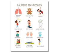 WVPJJNXAFN Emotional Regulation Poster for Kids - Calming Techniques Mental Health Chart for Classroom Decor, Calm Down Corner Supplies for Preschool Teachers(Framed,12x18inch(30x45cm))