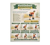 WVPJJNXAFN Kettlebell Training Guide Poster Beginner Workout Chart for Exercises Home Gym Fitness Room Wall-Art(Framed,12x18inch(30x45cm))