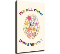 WVPJJNXAFN Neurodiversity Brain Art Poster Mental Health Awareness Inclusive Thinking Wall-Art for Home Office Decor(Framed,12x18inch(30x45cm))