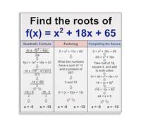 WVPJJNXAFN Quadratic Equation Roots Poster with Formula Factoring and Completing the Square Guide Educational Canvas Painting Wall-Art for Bedroom Living Room Decor(Unframed,16x24inch(40x60cm))
