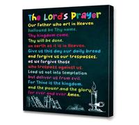 WVPJJNXAFN Religious Wall-Art Bible Verses Canvas The Lords Prayer Christian Ready to Hang for Room Home Decor Gift(Framed,08x12inch(20x30cm))