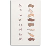 WVPJJNXAFN Solfege Hand Signs Poster with Multicultural Skin Tones, Music Classroom Decor for Do Re Mi, Educational Wall Art for Choir Room and Homeschool(Framed,16x24inch(40x60cm))