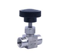 WVRWFDLW Válvula de Aguja de Acero Inoxidable 1/8 "1/4" 3/8 "1/2" válvula reguladora de Flujo válvula de Globo de Hilo Femenino(G-Black Handle,1/8 Inch)