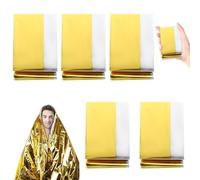 Wvu & Wvo Manta de Rescate, 5 Unidades, Dorado, 210 x 160 cm, Manta de Emergencia, para Senderismo y Acampada