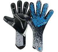 WVVOU Guantes de portero de fútbol para jóvenes y adultos, guantes de portero con palma de látex de 4 + 3 mm, ultra transpirables, sin tirantes, antideslizantes, para todo tipo de clima, para