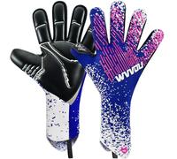 WVVOU Guantes de portero, guantes de portero para hombre, guantes de fútbol, 4 + 3 mm, látex, superagarre, para los más duros, transpirables, color rosa y blanco, 9
