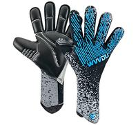 WVVOU Guantes de portero, guantes de portero para hombre, guantes de fútbol, 4 + 3 mm, látex, superagarre, para los más duros, transpirables (Blackblue, 9)
