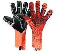 WVVOU Guantes de portero, Guantes de portero para hombre, Guantes de fútbol, Látex Super Grip de 4+3mm para las paradas más duras, Transpirables (Naranja, 10)