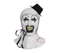 WVWMYM Mascara Terrifier, Mascara Halloween, Mask Art The Clown, Mask Halloween Terror Asesino con Mini Sombrero Copa, Accesorio para Terrifier Disfraz, Accesorios Terror para Cosplay Adultos (Negro)