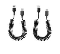 Wvxilyr 2 Piezas 1M Cable USB C en Espiral, USB A a USB C, Carga Rápida de 6A, Compatible para iPhone 16/17/15, Galaxy S24/S23/S22/S21, Xiaomi, Huawei e Altri Dispositivi