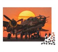WW2 Airplane Puzzles 1000P Recyclable Material Sunset Silhouette Senior Puzzles Impossible Hard Difficult Challenging Juego Educativo for Men 52x38cm/1000Ps