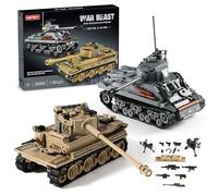 WW2 Army Tank Toys Kit de construcción compatible con Lego, crea un tigre alemán y un estadounidense M4 Sherman modelos con bloques 1184, grandes regalos de juguete militar para niños, niños de 8 a 14
