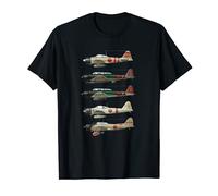 WW2 fighter aircraft apparel co. Camiseta A6M Zero Japón WW2 Aviones de Combate Unisex-Adultos Manga Larga Negra Talla S