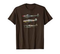 WW2 Fighter Planes RAF Spitfire P-38 Lightning Me109 Camiseta Camiseta, Hombre, Marrón, XL