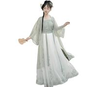 WWBPOIUY hanfu,vestido hanfu mujer,vestido hanfu, Hanfu Falda de Primavera/Verano Estampada Dinastía Song for Mujer(Green,M)