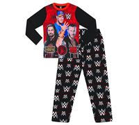 WWE Conjunto de pijama largo de lucha John Cena para niños, color negro y rojo, Negro, 7-8 años