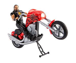 WWE Drew McIntyre con Motocicleta Destrucción Total Muñeco articulado con moto roja de juguete con piezas desmontables y accesorios (Mattel GYX60)