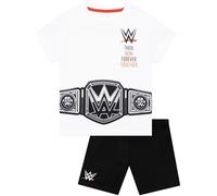 WWE Pijama Niño, Conjunto Niño Verano Corto con Cinturón Campeonato, Ropa Dormir Infantil Cómoda Manga Corta Blanco 10-11 Años