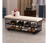 WWERTYY Banco Zapatero, Banco otomano, Banco para pie de Cama, Zapatero de 3 Niveles para Entrada, Organizador con Asiento Acolchado de Espuma, Piel sintética, Estructura de Metal, para sa