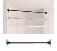 WWERTYY Barra de Armario en ángulo para Colgar Ropa en la Pared, Soporte de Barra de Cortina en ángulo para Ventana salediza, Barra de Soporte de Longitud Ajustable, riel de Tubo para priv