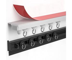 WWERTYY Rieles para Cortinas de Pared y Techo autoadhesivos, rieles y Accesorios de Aluminio para Cortinas de 70 a 600 cm, Barras de Cortina Adhesivas divisorias para Ventana salediza, RV