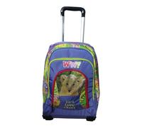 WWF - Mochila escolar con ruedas, 47 x 32 x 21 cm, diseño de león, violeta con detalles verdes y rojos