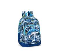 WWF - Mochila escolar oficial WWF, 2 amplios compartimentos, 1 bolsillo frontal, 2 bolsillos laterales de red, correas acolchadas, parte trasera y fondo termoformados, cierres de cremallera, 32 x 43 x