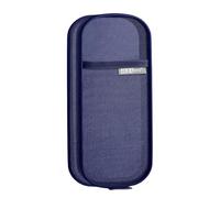 WWHJR Estuche transparente para bolígrafos, bolsa de doble capa, organizador de lápices, soporte para brochas de maquillaje de viaje, para escuela, oficina, bolsa de doble capa, azul marino