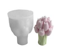 WWHJR Hermosos moldes de silicona de resina, moldes de adornos, ramos de tulipanes, moldes de estatua, moldes de silicona para velas para manualidades, ramo de tulipanes, molde de silicona