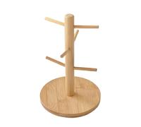 WWHJR Organizador de tazas de bambú natural con múltiples ganchos para un almacenamiento eficiente de tazas en despensas de cocina o cafetería comercial, estante de almacenamiento de tazas de café