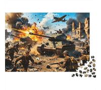 WWII Battle Scene Jigsaw Puzzle 1000 Piezas Reciclable Material Historic Warfare Puzzles para Adults Fun Present & Actividad para Hogar Excelente Gift Idea para Men 38x26cm/1000pcs