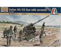 WWII Cañón Italiano 90/53 Con Sirvientes Figura Kit Plástico 1:72 Model ITALERI
