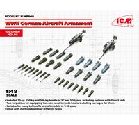 WWII German Avión Armament (100% New Moldes) 1:48 Plástico Modelo Kit Icm