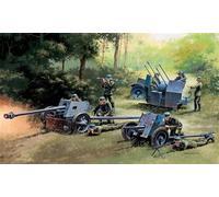 WWII German Guns Set Con 8 Figures PAK35 PAK40 FLACK38 Plástico Kit 1:72 Modelo