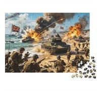 WWII Puzzles 1000 Piezas Reciclado Material Normandy Battle Adult Jigsaws Developing Boy & Girl‘s Intelligence Parent Child Game Actividad 70x50cm/1000pcs
