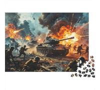 WWII Tank Battle Puzzle para Niños y Niñas 1000 Piezas Recyclable Epic War Puzzle Divertido and Desafiante Juego Familiar Excelente Idea de Regalo for Child‘s Cumpleaños 52x38cm/1000pcs
