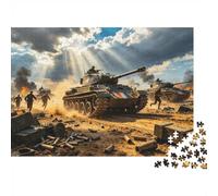 WWII Tanque Puzzles Adultos 1000 Piezas Material Reciclado Campo Guerra Puzzle para Adultos Interesante Juego Familiar Regalo Mujeres 52x38cm/1000pcs