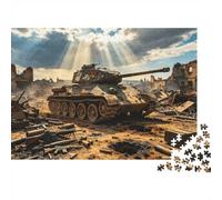 WWII Tanque Puzzles Adultos 1000 Piezas Material Reciclado Ruinas Campo Batalla Puzzles Accesorios Juego Puzzle Accesorios Juego Fiesta Gran Idea Regalo Mujeres 52x38cm/1000pcs